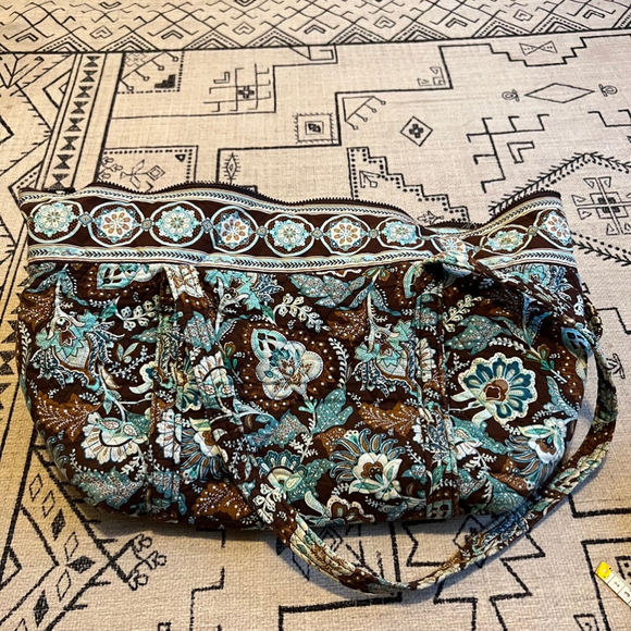Vera Bradley Brown Blue Floral Travel Bag - Picture 5 of 5